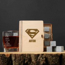 Камни для виски "Супермен" персонализированные 6 штук в подарочной коробке
